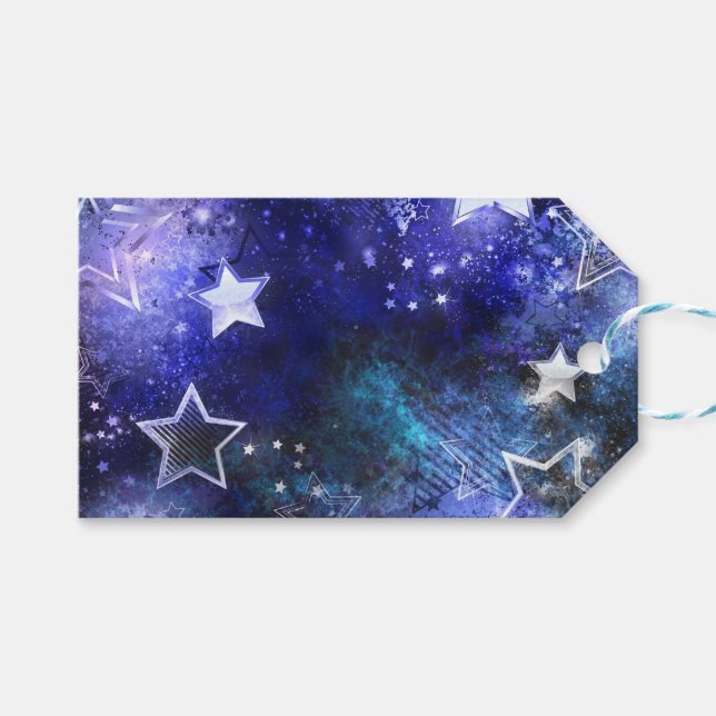 Weltraum-Hintergrund mit Sternen Geschenkanhänger (Vorderseite (Horizontal))