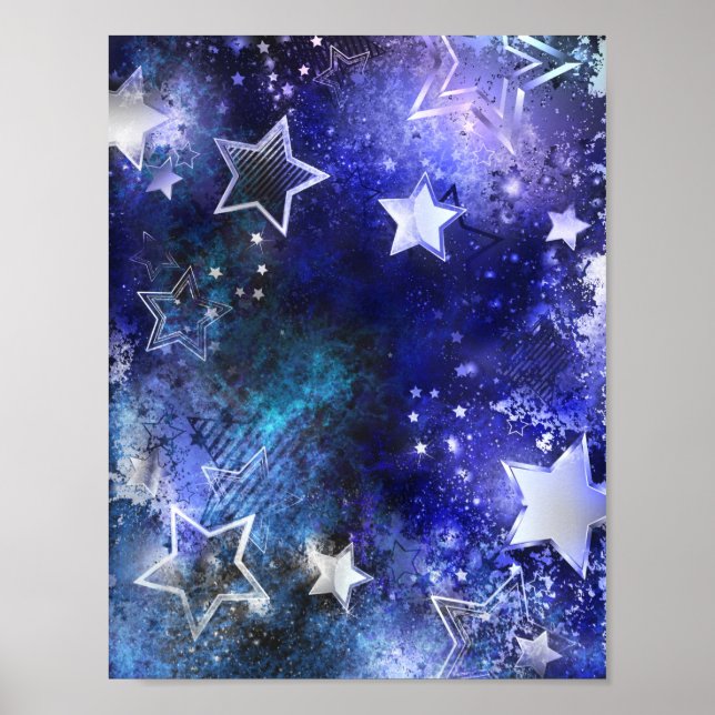 Weltraum-Hintergrund mit Sternen Poster (Vorne)