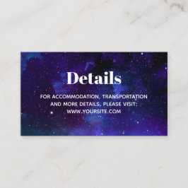 Weltraum Hochzeit. Nachtsterne. Moderne Marinedeta Begleitkarte