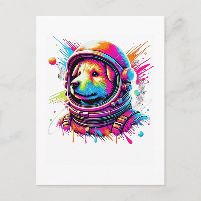 Weltraum-Hundefan-Design Postkarte (Vorderseite)