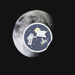 Weltraum ist ein Junge! Runder Aufkleber