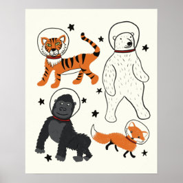 Weltraum ist eine Illustration über wilde Tierastr Poster