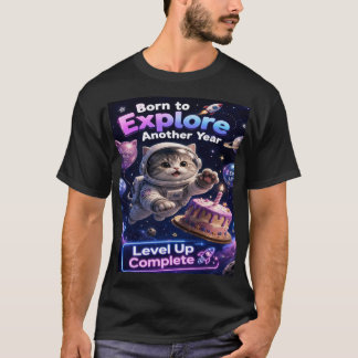 Weltraum-Katz Geburtstags-Astronaut Kosmische Tort T-Shirt