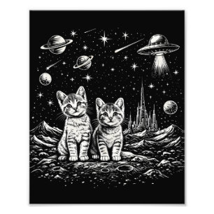 Weltraum Kätzchen Katzen im Kosmos Fotodruck