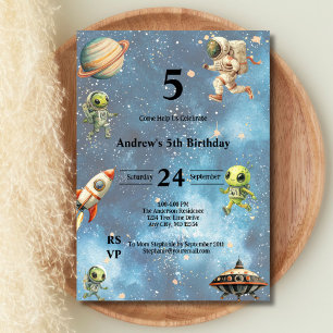 Weltraum Kinder Aliens Astronaut Planeten Jungen G Einladung