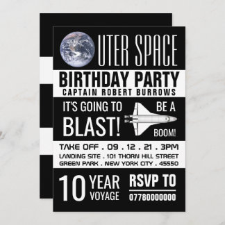Weltraum, Kinder-Geburtstagsparty Einladung