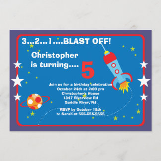 Weltraum-Kindergeburtstag-Party Einladung