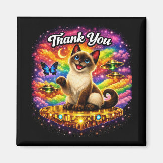 Weltraum Kosmischer Regenbogen Siamkatze Danke Magnet