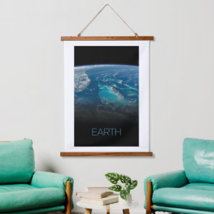 Weltraum, Kosmos, Sonnensystem, Planet Erde Wandteppich Mit Holzrahmen