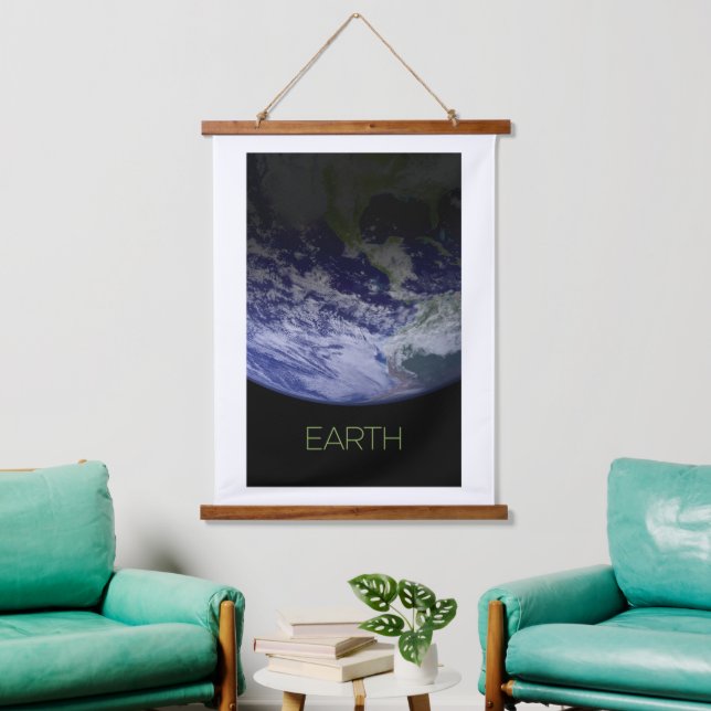 Weltraum, Kosmos, Sonnensystem, Planet Erde Wandteppich Mit Holzrahmen (Wohnzimmer)