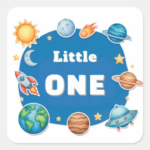 Weltraum-Kreis-Clipart-Set Quadratischer Aufkleber