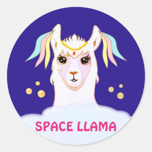 Weltraum-Lama-Aufkleber Runder Aufkleber