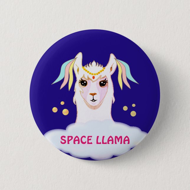 Weltraum-Lama-Knopf Button (Vorderseite)