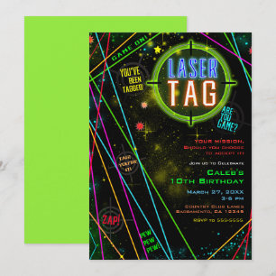 Weltraum-Lichter-Laser-Tag-Geburtstagsfeier Einladung