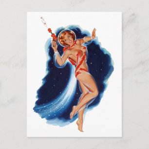 Weltraum Mädchen Postkarte