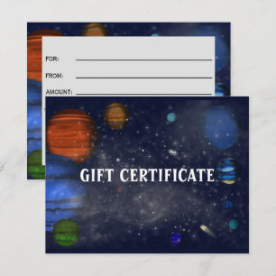 Weltraum mit Planeten und Galaxien Geschenkkarte