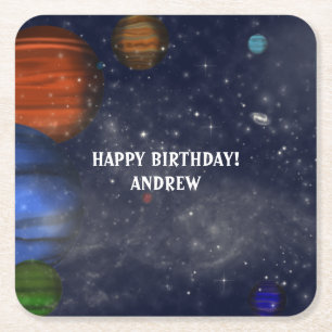 Weltraum mit Planeten und Galaxien Rechteckiger Pappuntersetzer