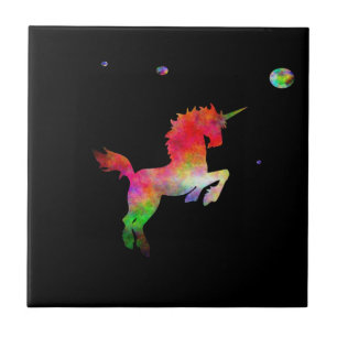 Weltraum-Multi-hued Einhorn Fliese