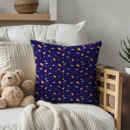 Weltraum-Muster lila orange dunkelblau Kissen