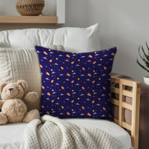Weltraum-Muster lila orange dunkelblau Kissen
