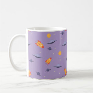 Weltraum-Muster ufo orange lila Kaffeetasse