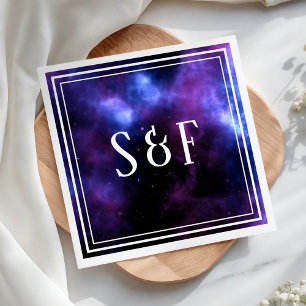Weltraum-Nebel-Lila-Galaxie-Hochzeitspapier Serviette