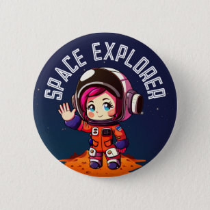 Weltraum   Niedliches Mädchen in Mars   Space Expl Button
