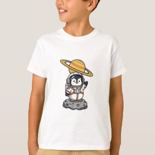 Weltraum-Pinguin-Astronaut Saturn Kinder T-Shirt