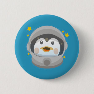 Weltraum Pinguin Button