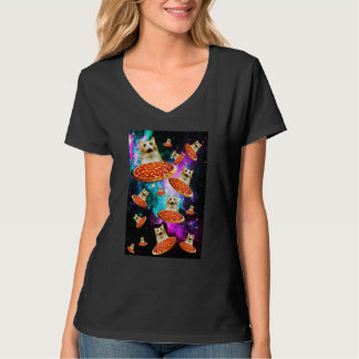 Weltraum-Pizza-Katze-Astronaut-Kätzchen-Sarkasmus- T-Shirt