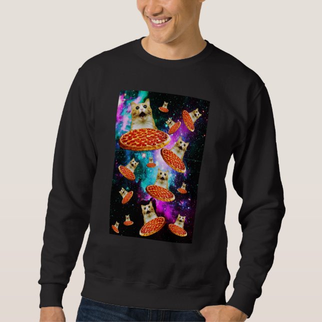 Weltraum-Pizza-Katzen-Astronaut-Kätzchen-Sarkasmus Sweatshirt (Vorderseite)