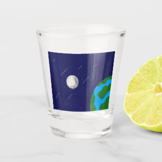 Weltraum Planet und Mond Acryl-Puzzle Schnapsglas