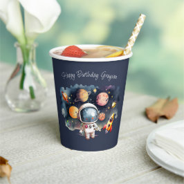 Weltraum Planeten Blue Birthday Pappbecher