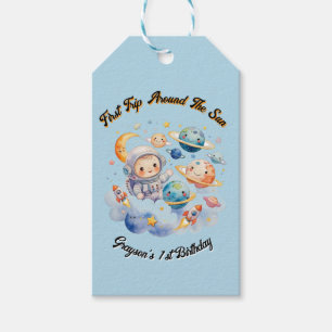 Weltraum Planeten Blue First Birthday Geschenkanhänger