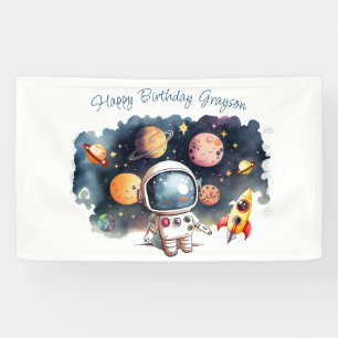 Weltraum-Planeten-Jungen-Geburtstag Banner
