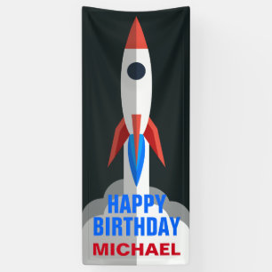 Weltraum Rakete Personalisierter Name Geburtstagsf Banner