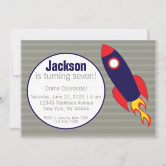 Weltraum, Rakete, Raumschiff Geburtstag Einladung