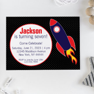 Weltraum, Rakete, Raumschiff Geburtstag Einladung
