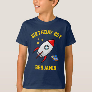 Weltraum-Raketen-Geburtstagsfeier Jungen T-Shirt