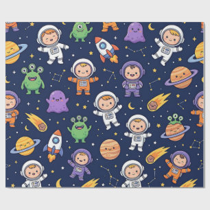 Weltraum-Raketen-Geschenkpapier – Süßer Astronaut Geschenkpapier