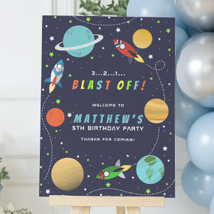 Weltraum-Raketen-Schiff-Geburtstagsfeier Poster