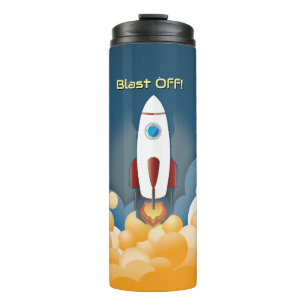 Weltraum-Raketen-Schiff personalisierter Name Thermosbecher