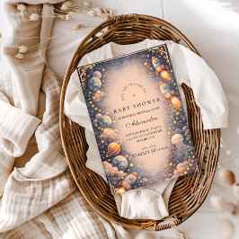 Weltraum Raketen Sterne Baby Shower Einladung