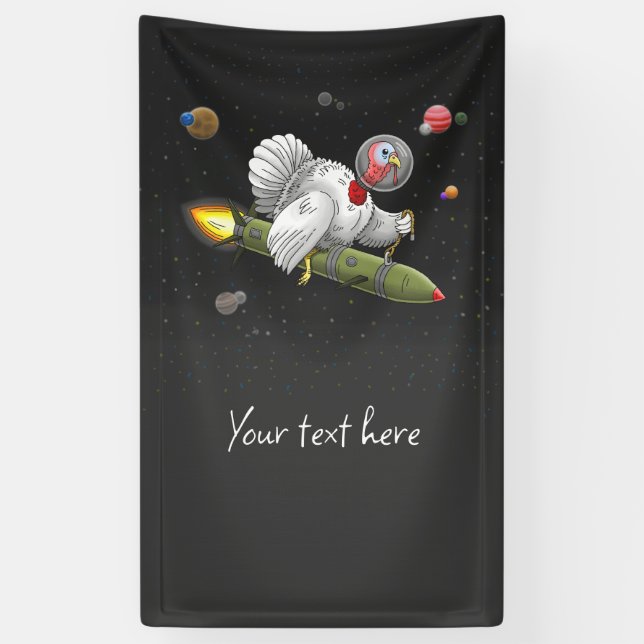 Weltraum-Raketen Truthahn Banner (Vertikal)