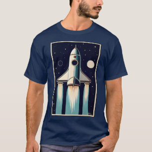 Weltraum-Retro-Raketenraumschiff der 50er Jahre T-Shirt