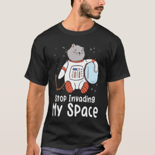 Weltraum Schnurrende Katze Astronaut Katzen Raumsc T-Shirt