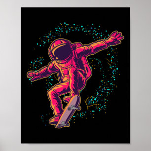 Weltraum-Skateboarding-Cosmonaut Jungen Kinder Ges Poster
