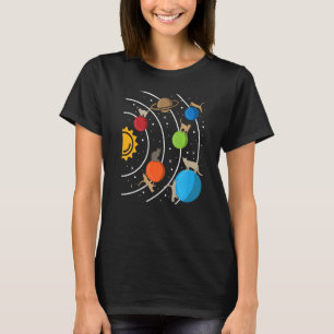 Weltraum-Sonnensystem-Planeten mit Katzen Astrono T-Shirt