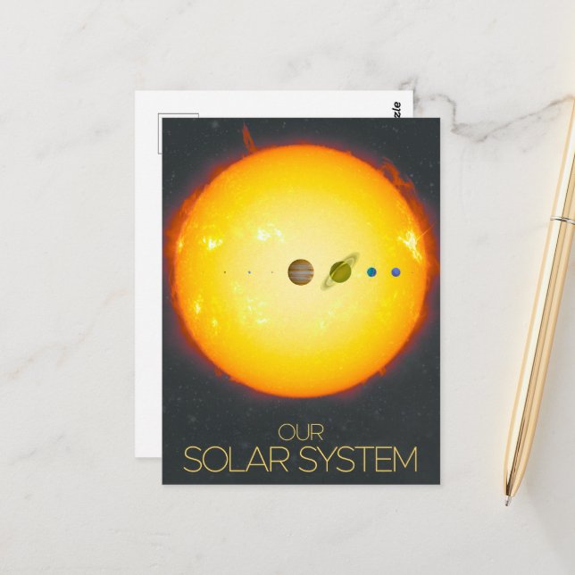 Weltraum, Sonnensystem, Sonne und Planeten Postkarte (Vorderseite/Rückseite Beispiel)
