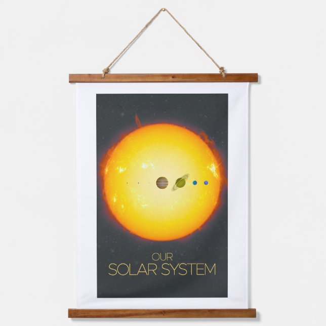 Weltraum, Sonnensystem, Sonne und Planeten Wandteppich Mit Holzrahmen (Vorderseite)